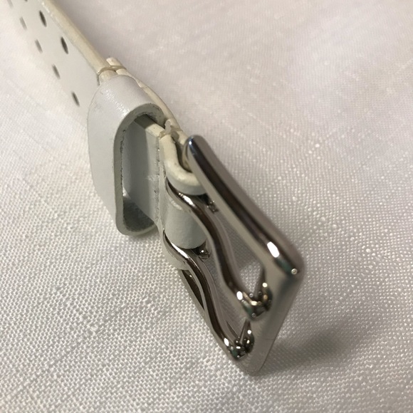 White Leather Belt woman’s belt white & silver - Picture 4 of 6